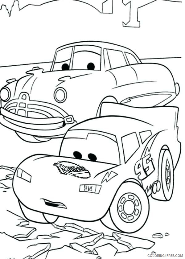 Cars Coloring Pages TV Film doc and lighting in cars mcqueen colouring 2020 01792 Coloring4free
