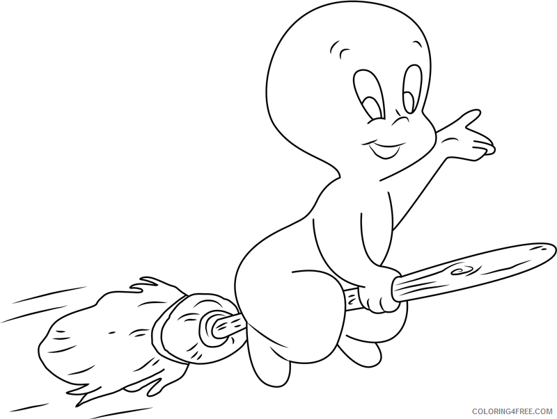 Casper Coloring Pages TV Film casper flying on broomstick Printable 2020 01990 Coloring4free