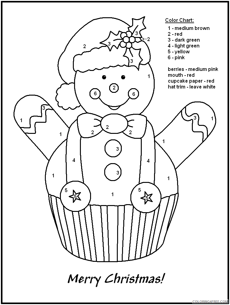 Christmas Coloring Pages Christmas By Numbers Snowman Cupcake Printable 2020 017 Coloring4free
