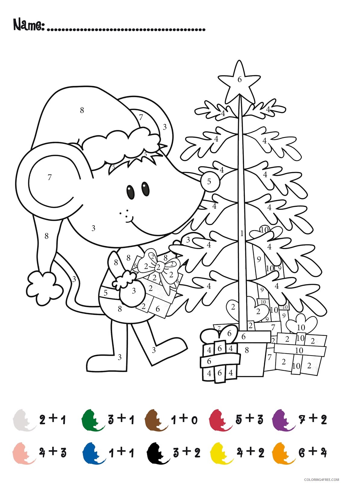 Christmas Coloring Pages Christmas by Number Addition Printable 2020 014 Coloring4free