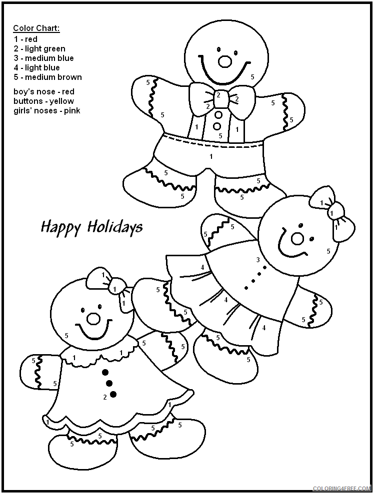 Christmas Gingerbread Coloring Pages Gingerbread People By Numbers Print 2020 215 Coloring4free