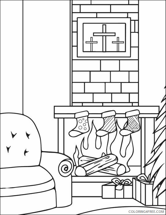 Christmas Stocking Coloring Pages Fireplace Printable 2020 294 Coloring4free
