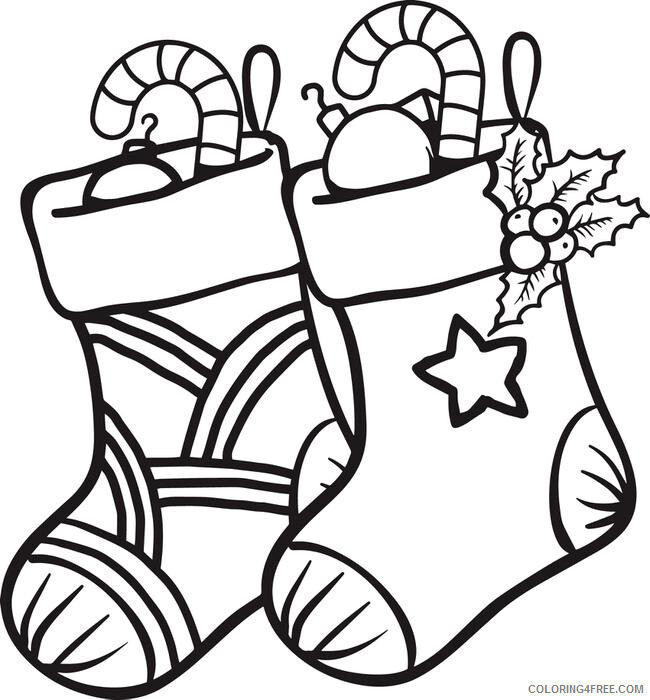 Christmas Stocking Coloring Pages Pair of Christmas Stockings Printable 2020 300 Coloring4free