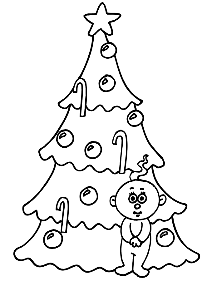 Christmas Tree Coloring Pages Baby at the Christmas Tree Printable 2020 323 Coloring4free