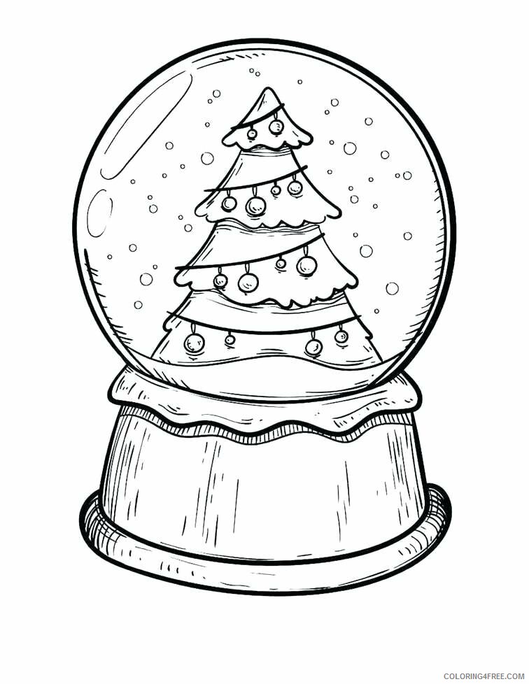 Christmas Tree Coloring Pages Christmas Tree Snowglobe Printable 2020 350 Coloring4free
