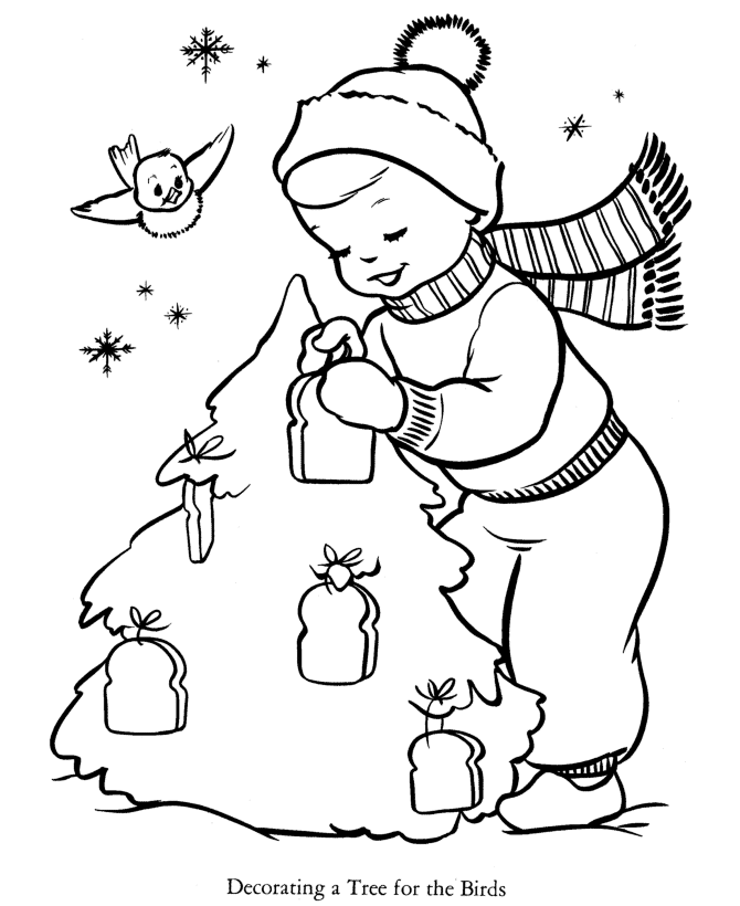 Christmas Tree Coloring Pages Decorating a Christmas Tree for the Birds 2020 355 Coloring4free