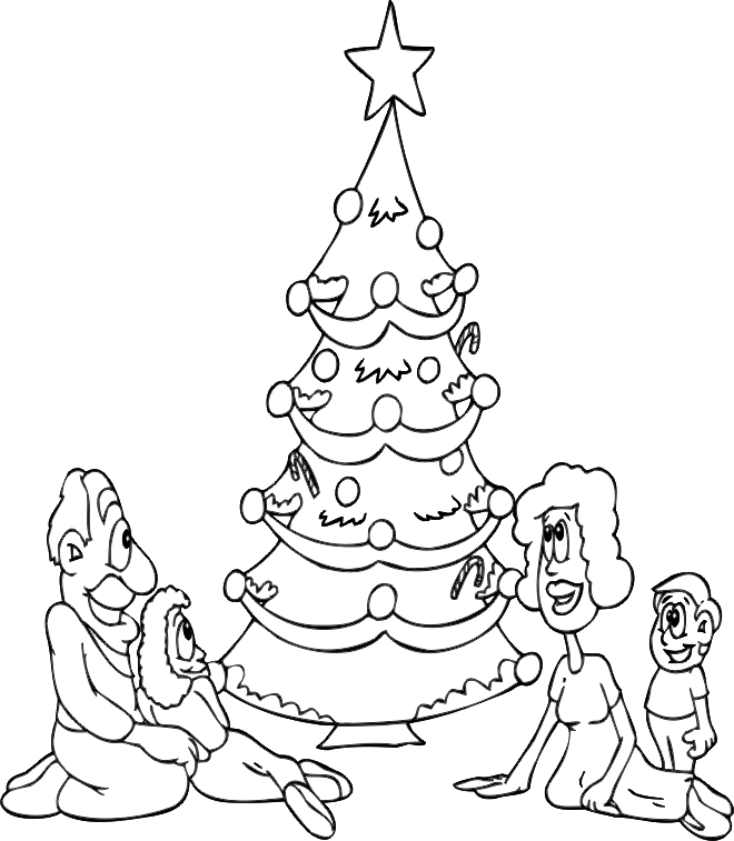 Christmas Tree Coloring Pages christmas tree and the family Printable 2020 328 Coloring4free