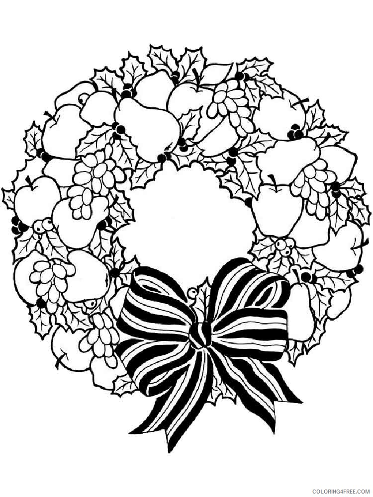 Christmas Wreath Coloring Pages wreath 3 Printable 2020 369 Coloring4free