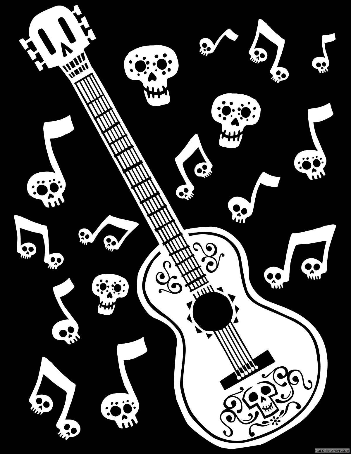 Coco Coloring Pages TV Film Coco Guitar Printable 2020 02276 Coloring4free