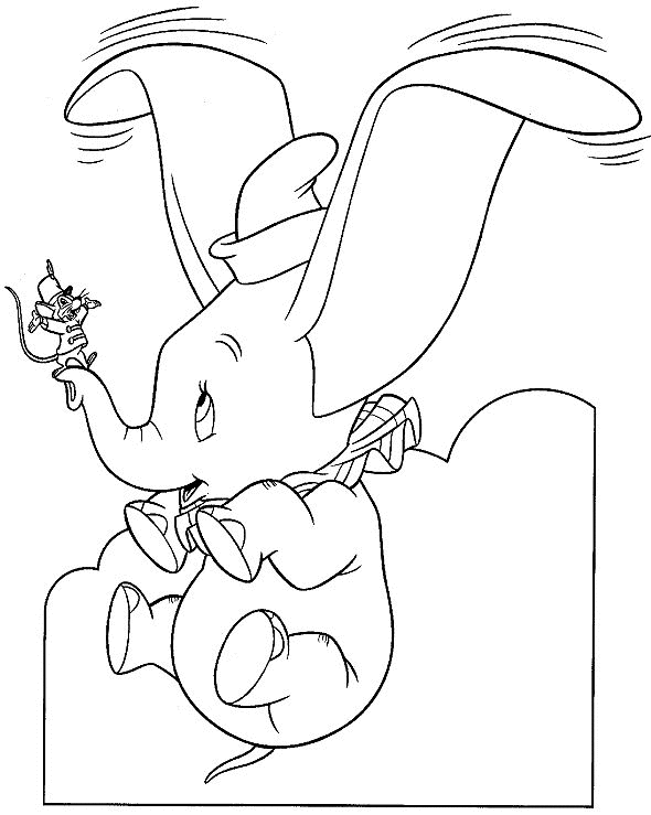 Dumbo Coloring Pages TV Film Timothy and Dumbos Ears Printable 2020 02602 Coloring4free
