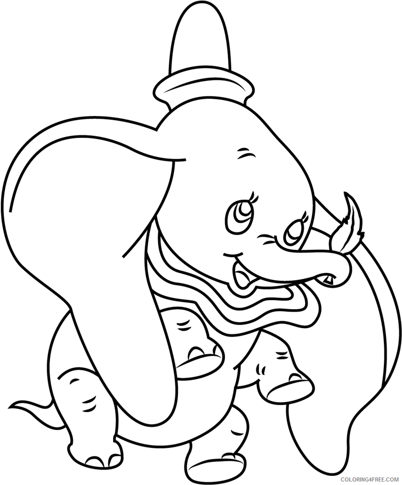Dumbo Coloring Pages TV Film dumbo holding leaf a4 Printable 2020 02557 Coloring4free