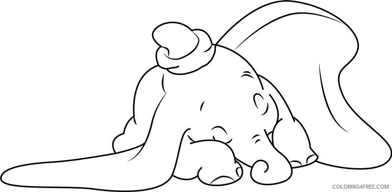 Dumbo Coloring Pages TV Film dumbo sleeping a4 Printable 2020 02555 Coloring4free