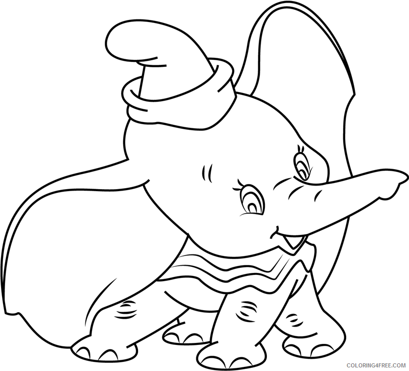 Dumbo Coloring Pages TV Film happy dumbo a4 Printable 2020 02560 Coloring4free