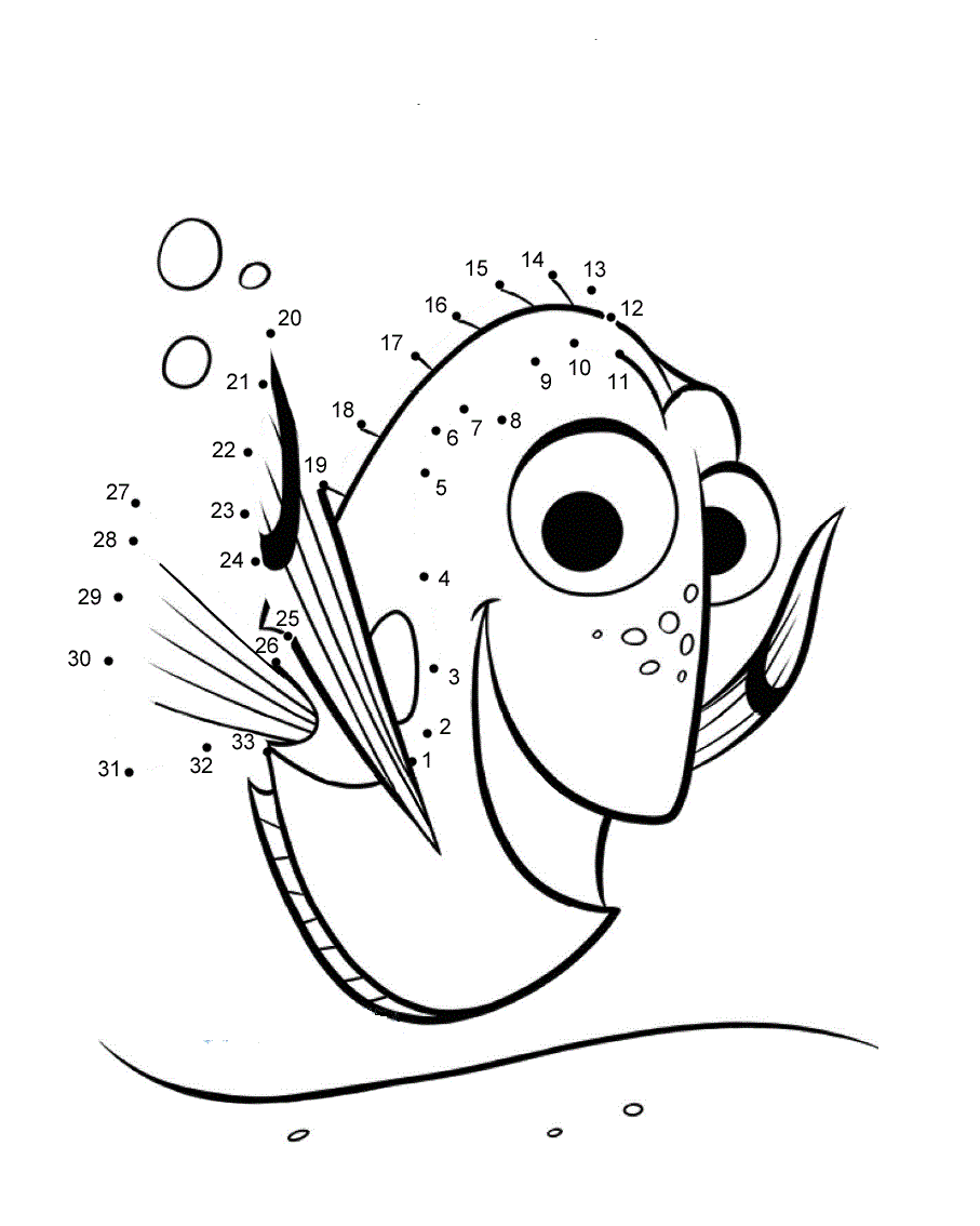 Finding Dory Coloring Pages TV Film dot to dot Printable 2020 02764 Coloring4free