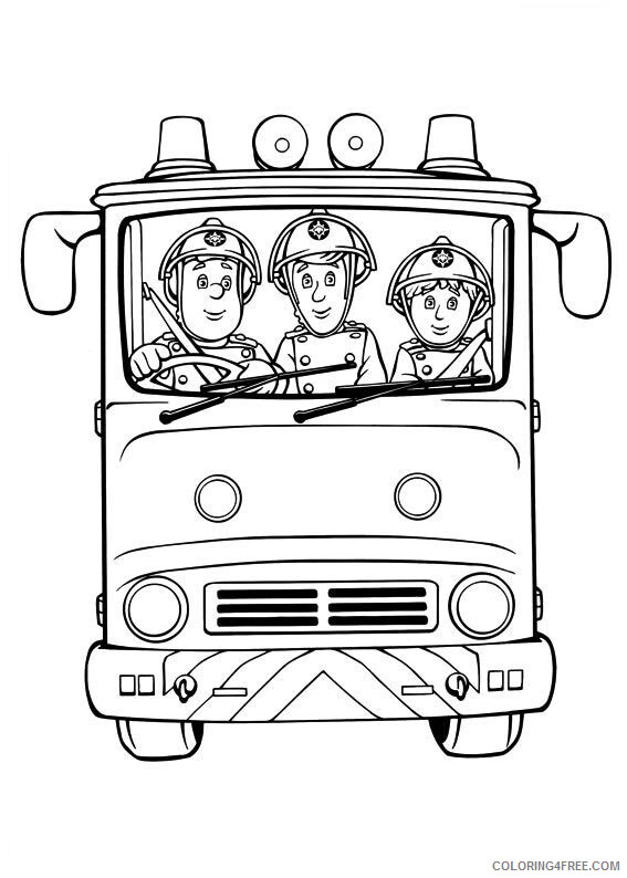 Fireman Sam Coloring Pages TV Film Characters in Truck Printable 2020 02906 Coloring4free