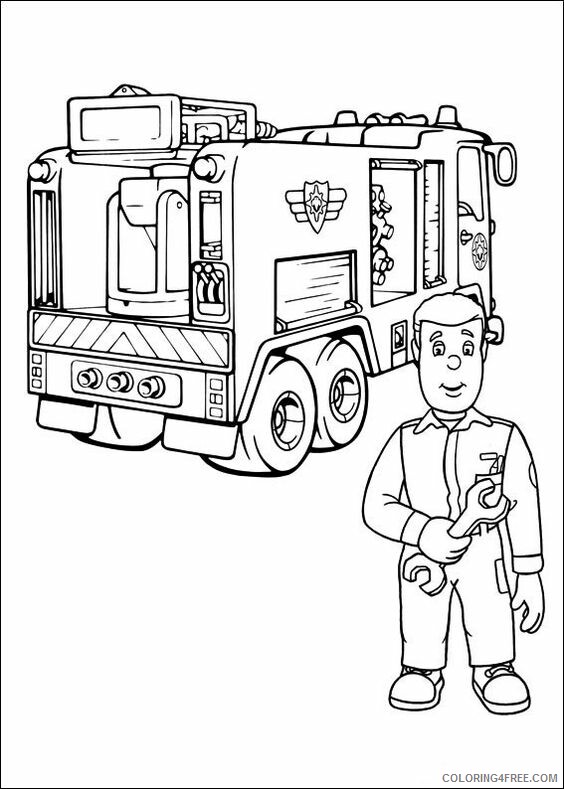 Fireman Sam Coloring Pages TV Film Fireman Sam and Fire Truck 2020 02902 Coloring4free