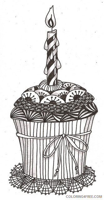 Food Zentangle Coloring Pages Zentangle Birthday Cake Printable 2020 756 Coloring4free