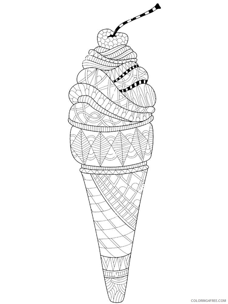 Food Zentangle Coloring Pages zentangle ice cream 12 Printable 2020 770 Coloring4free