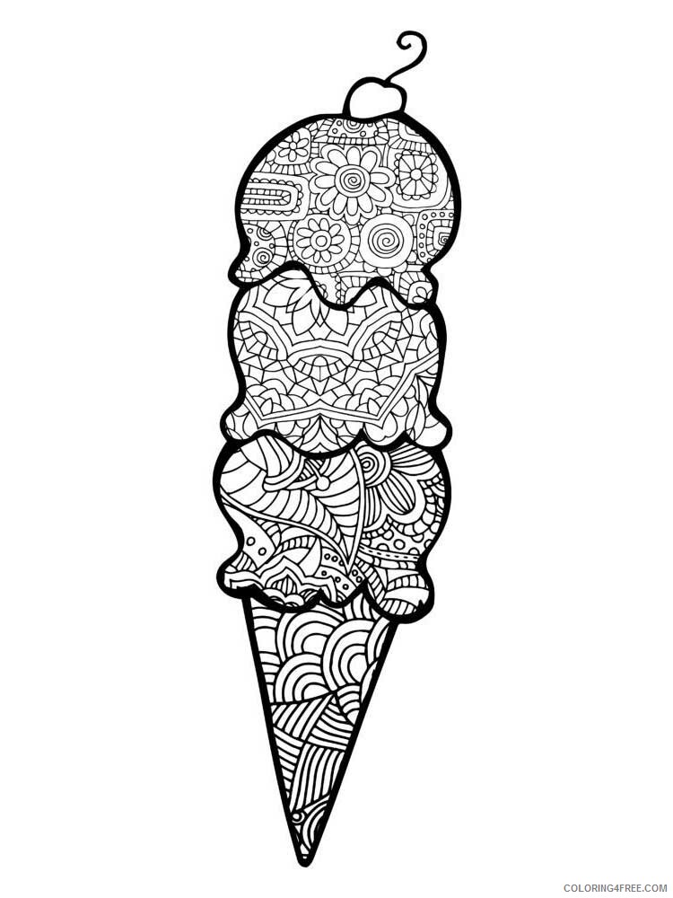 Food Zentangle Coloring Pages zentangle ice cream 3 Printable 2020 771 Coloring4free