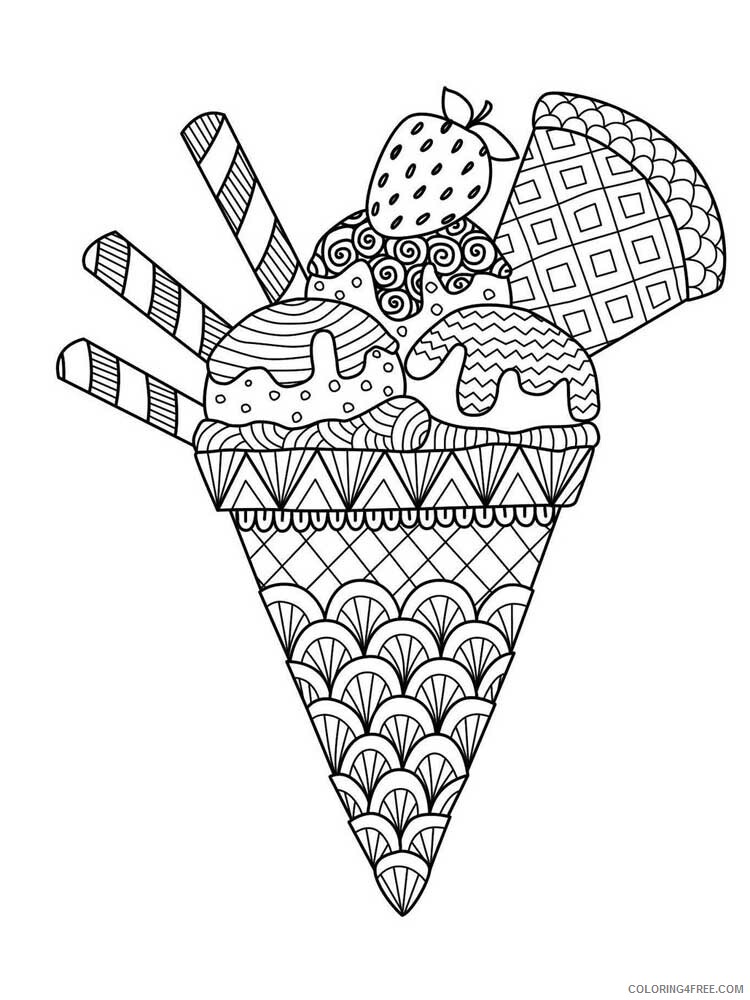 Food Zentangle Coloring Pages zentangle ice cream 6 Printable 2020 773 Coloring4free