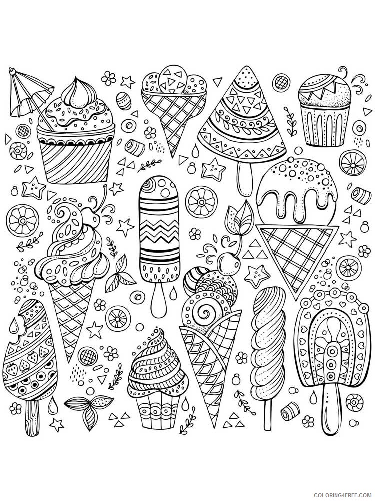Food Zentangle Coloring Pages zentangle ice cream 9 Printable 2020 776 Coloring4free