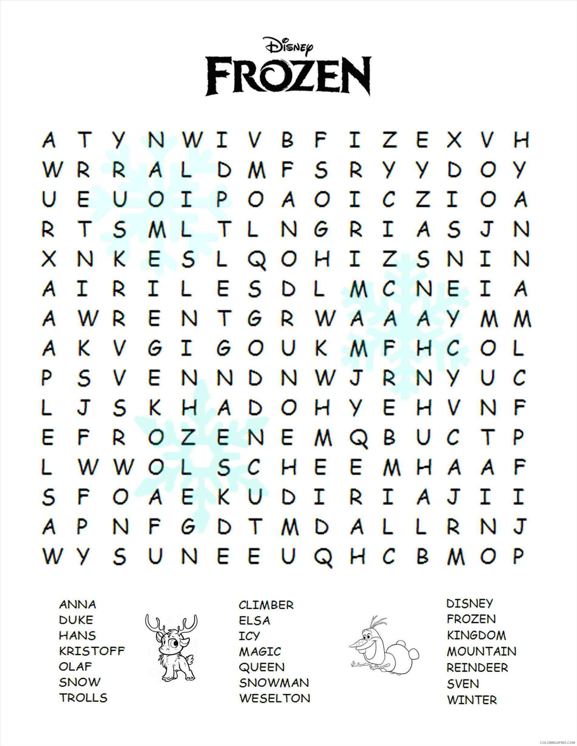 Frozen Coloring Pages TV Film Frozen Word Search Printable 2020 03175 Coloring4free