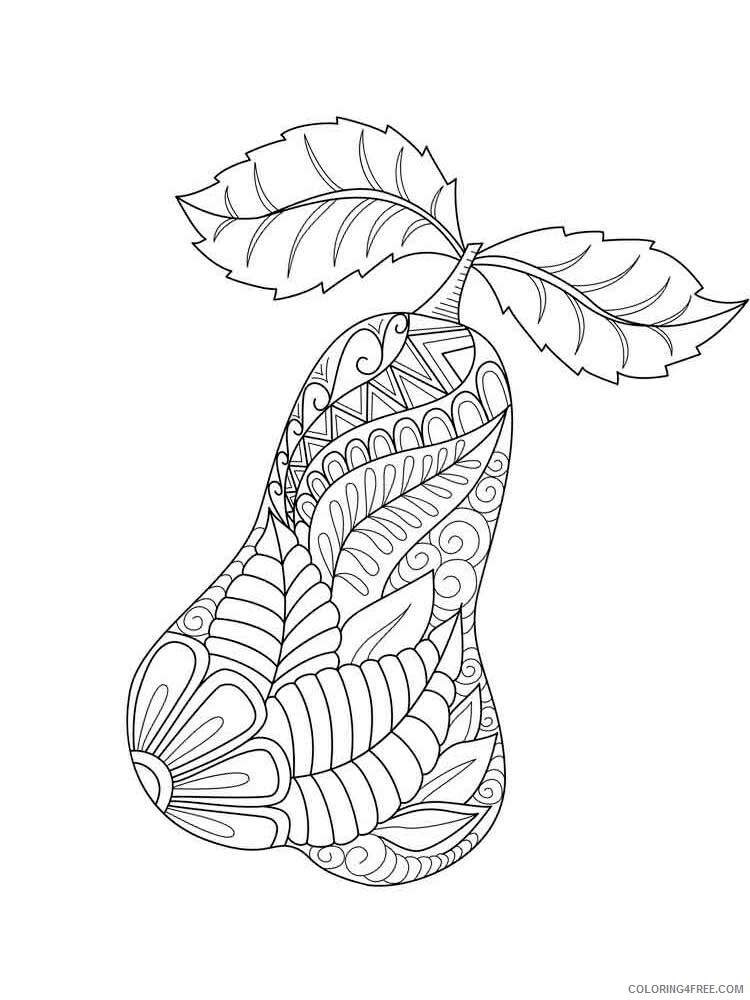 Fruit Zentangle Coloring Pages zentangle Pear 3 Printable 2020 808 Coloring4free