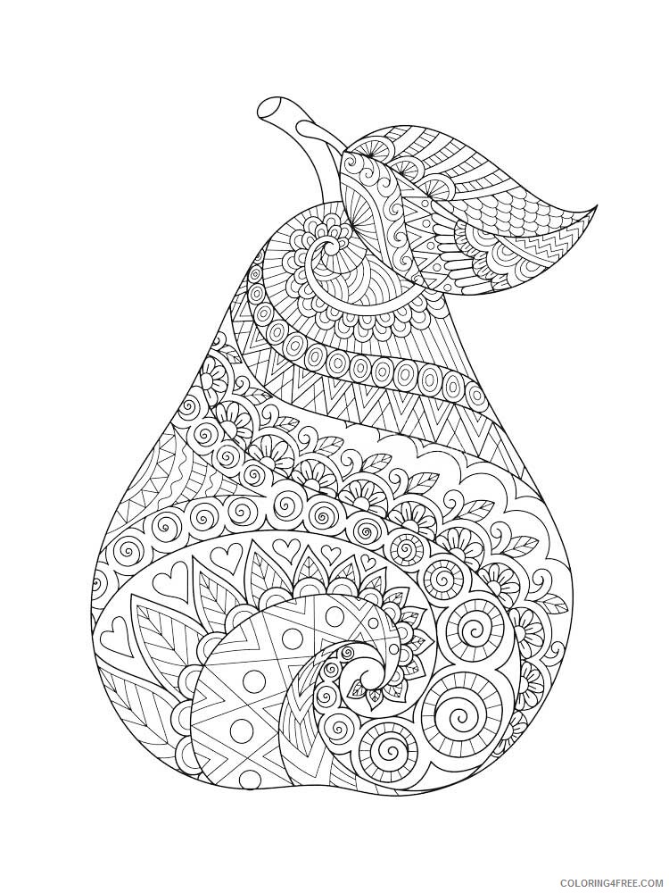 Fruit Zentangle Coloring Pages zentangle Pear 4 Printable 2020 809 Coloring4free