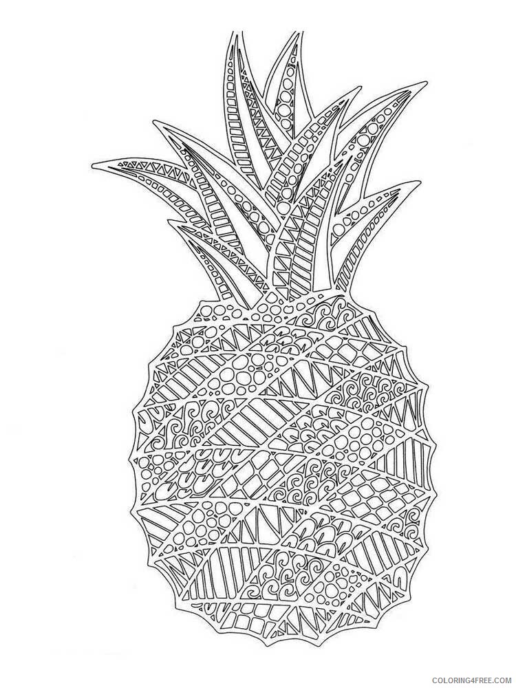 Fruit Zentangle Coloring Pages zentangle Pineapple 1 Printable 2020 811 Coloring4free