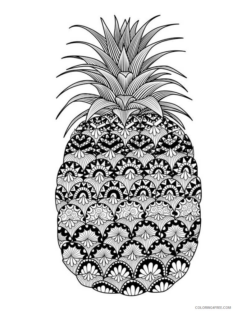 Fruit Zentangle Coloring Pages zentangle Pineapple 10 Printable 2020 812 Coloring4free