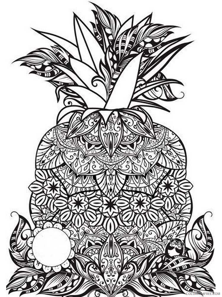 Fruit Zentangle Coloring Pages zentangle Pineapple 3 Printable 2020 814 Coloring4free