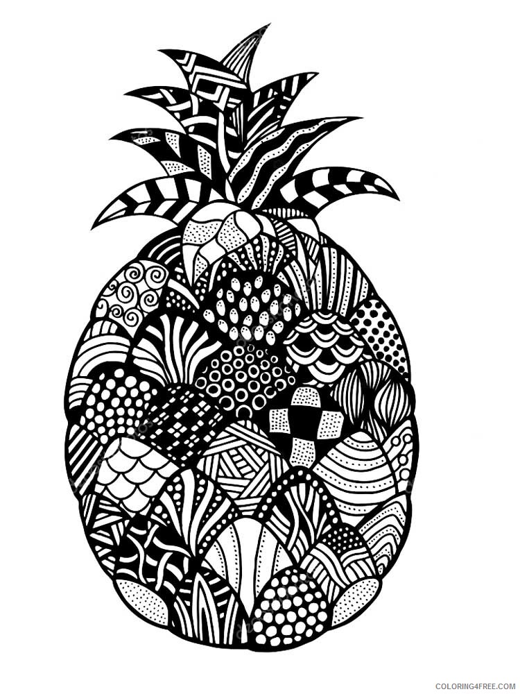 Fruit Zentangle Coloring Pages zentangle Pineapple 6 Printable 2020 816 Coloring4free