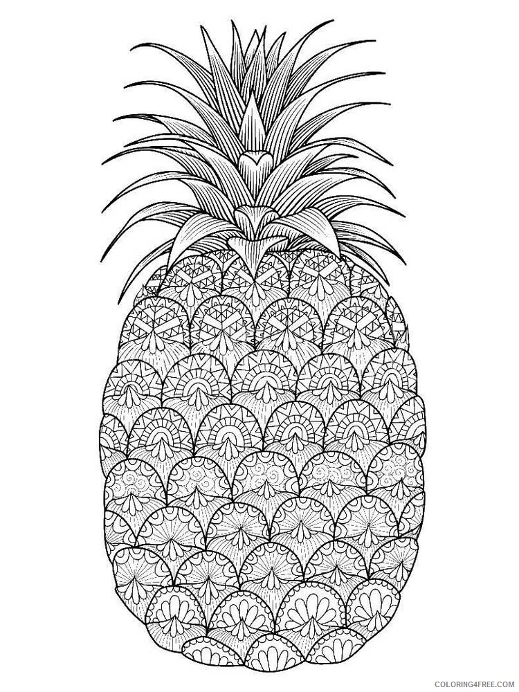 Fruit Zentangle Coloring Pages zentangle Pineapple 9 Printable 2020 818 Coloring4free