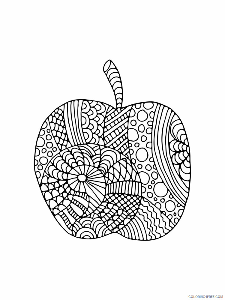 Fruit Zentangle Coloring Pages zentangle apple 1 Printable 2020 777 Coloring4free