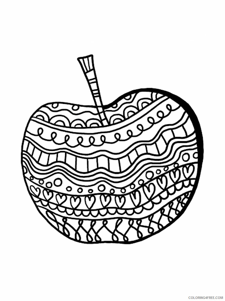 Fruit Zentangle Coloring Pages zentangle apple 10 Printable 2020 778 Coloring4free
