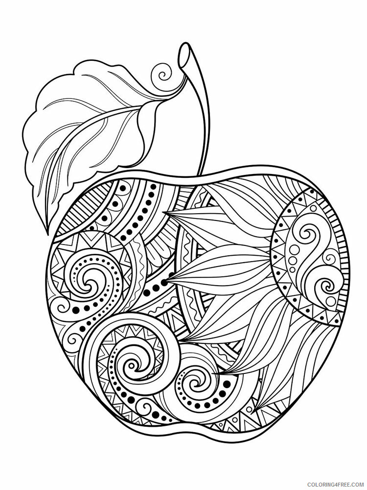 Fruit Zentangle Coloring Pages zentangle apple 2 Printable 2020 779 Coloring4free