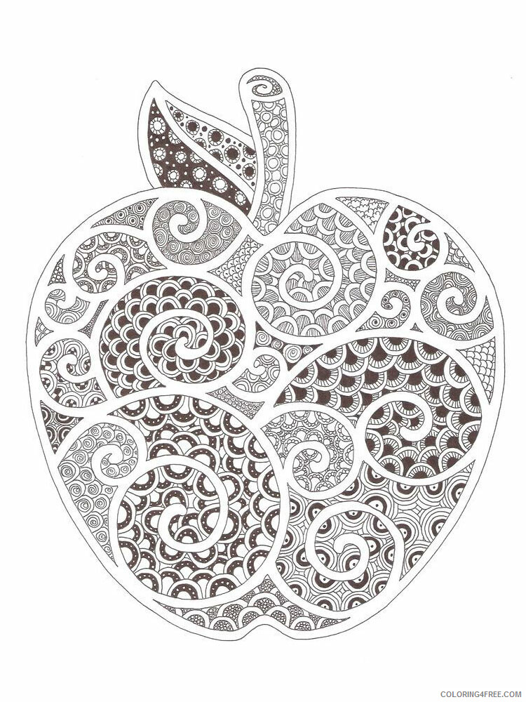 Fruit Zentangle Coloring Pages zentangle apple 3 Printable 2020 780 Coloring4free