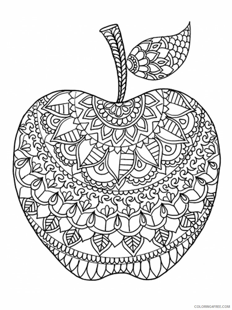 Fruit Zentangle Coloring Pages zentangle apple 4 Printable 2020 781 Coloring4free
