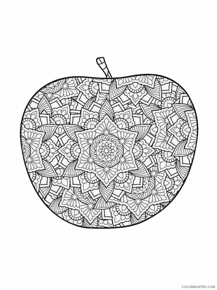 Fruit Zentangle Coloring Pages zentangle apple 6 Printable 2020 783 Coloring4free