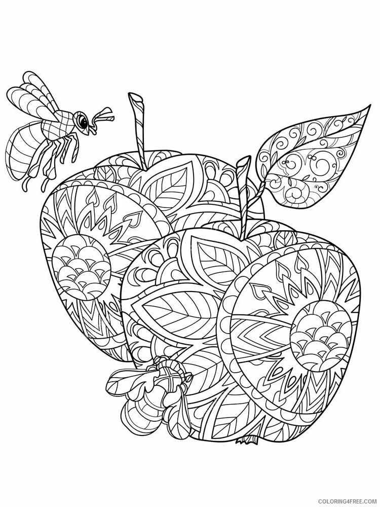 Fruit Zentangle Coloring Pages zentangle apple 8 Printable 2020 785 Coloring4free