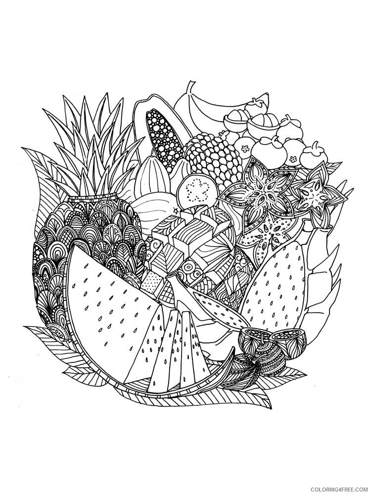 Fruit Zentangle Coloring Pages zentangle fruit 4 Printable 2020 800 Coloring4free