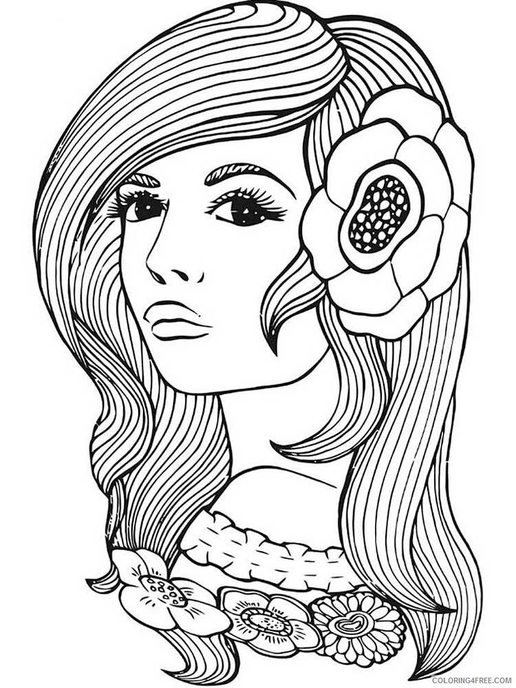 Girl Zentangle Coloring Pages zentangle girl 11 Printable 2020 821 Coloring4free