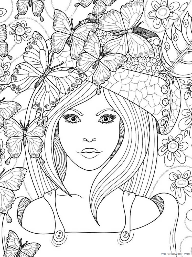 Girl Zentangle Coloring Pages zentangle girl 12 Printable 2020 822 Coloring4free