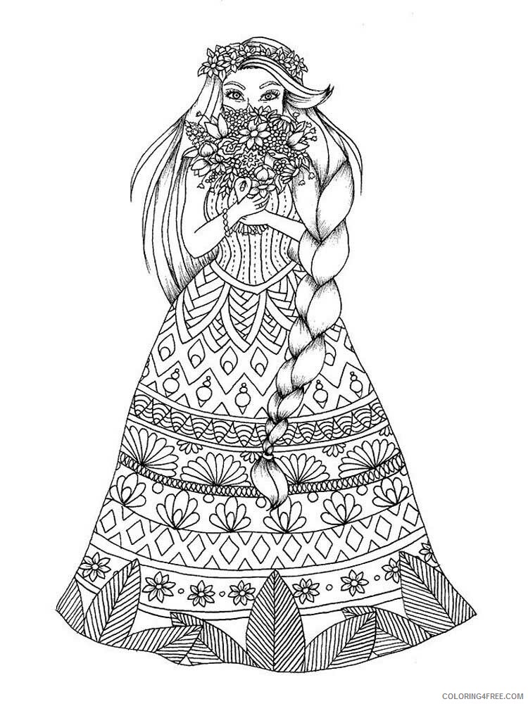 Girl Zentangle Coloring Pages zentangle girl 16 Printable 2020 824 Coloring4free