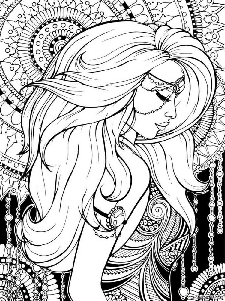 Girl Zentangle Coloring Pages zentangle girl 19 Printable 2020 827 Coloring4free