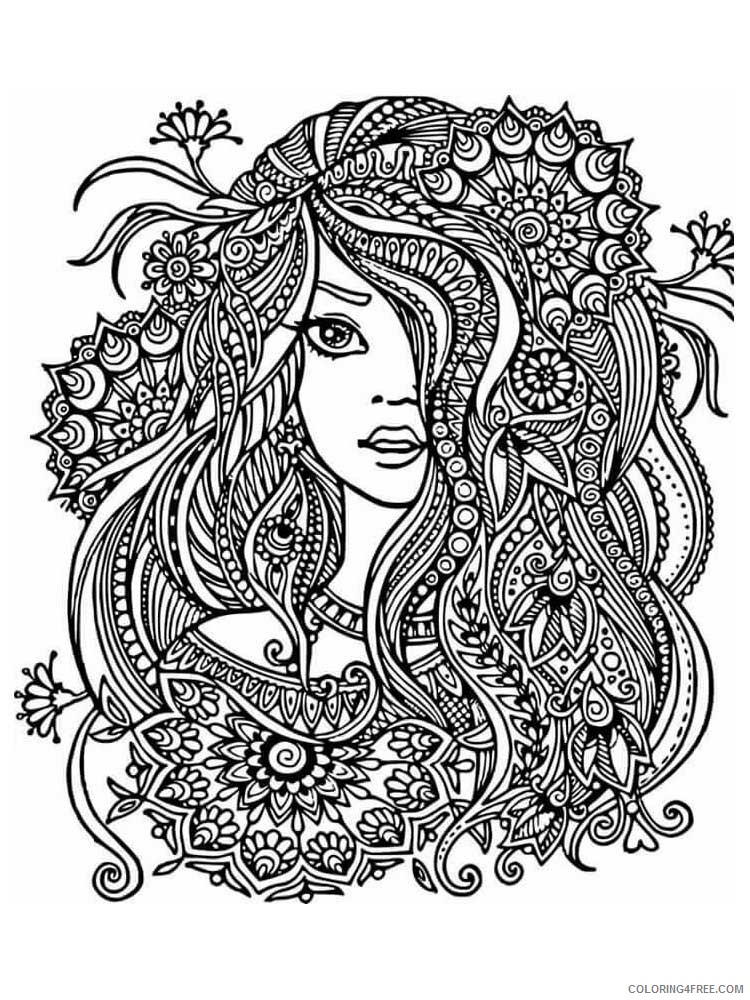 Girl Zentangle Coloring Pages zentangle girl 20 Printable 2020 829 Coloring4free