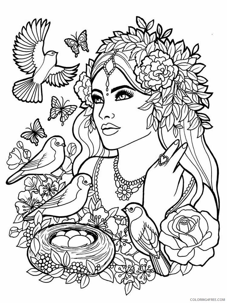 Girl Zentangle Coloring Pages zentangle girl 22 Printable 2020 831 Coloring4free