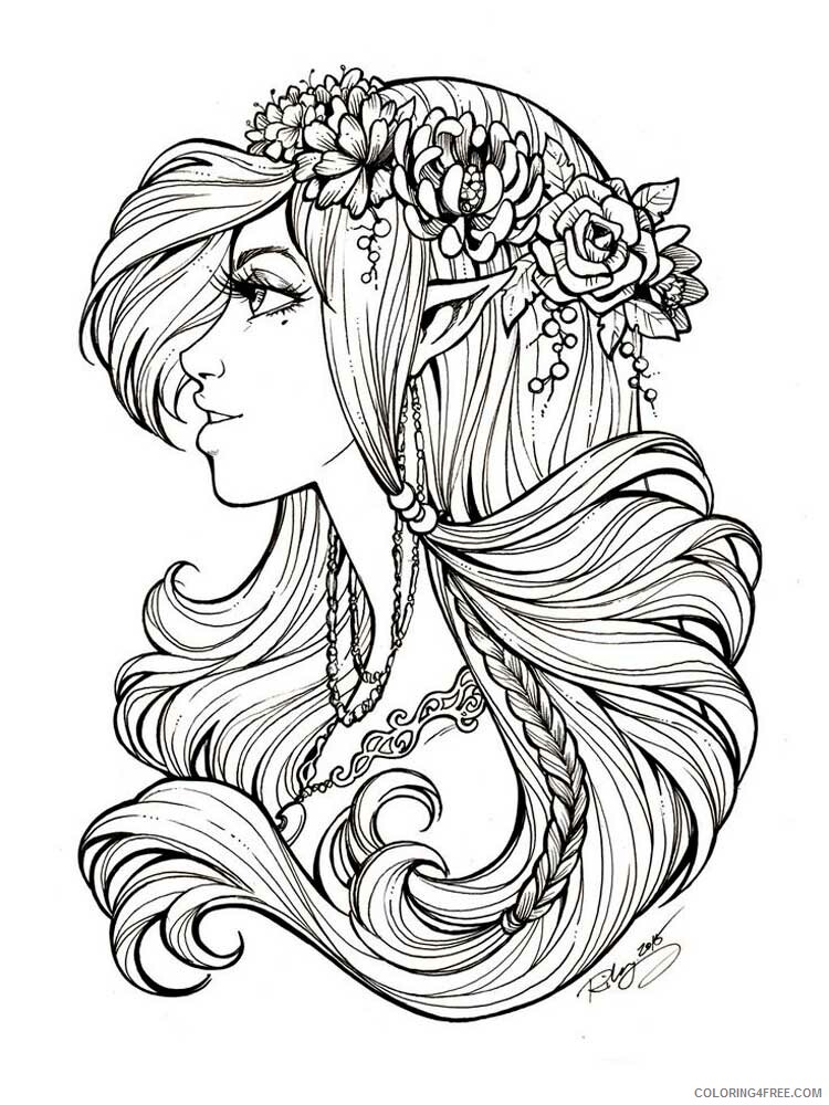 Girl Zentangle Coloring Pages zentangle girl 3 Printable 2020 836 Coloring4free