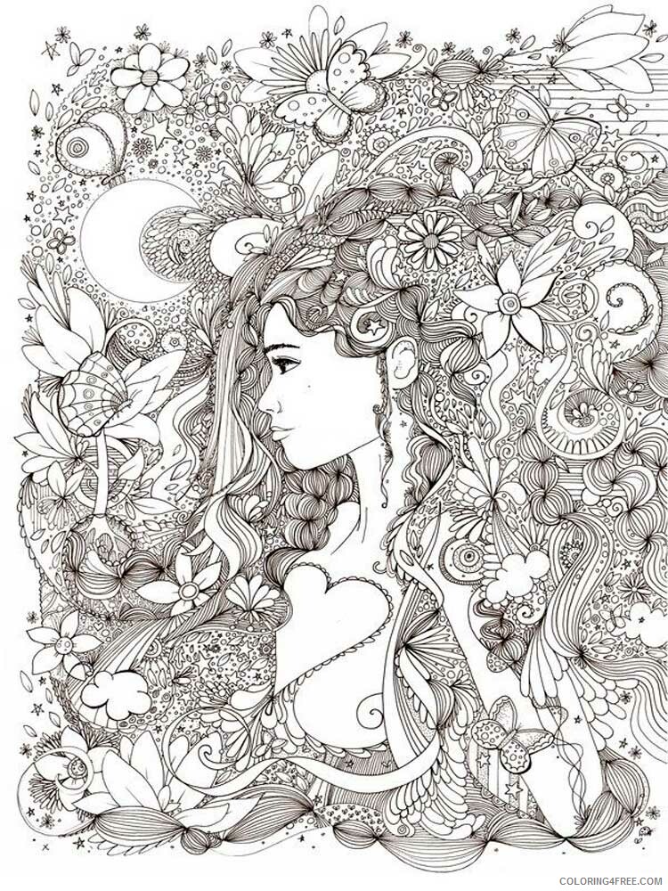 Girl Zentangle Coloring Pages zentangle girl 5 Printable 2020 843 Coloring4free