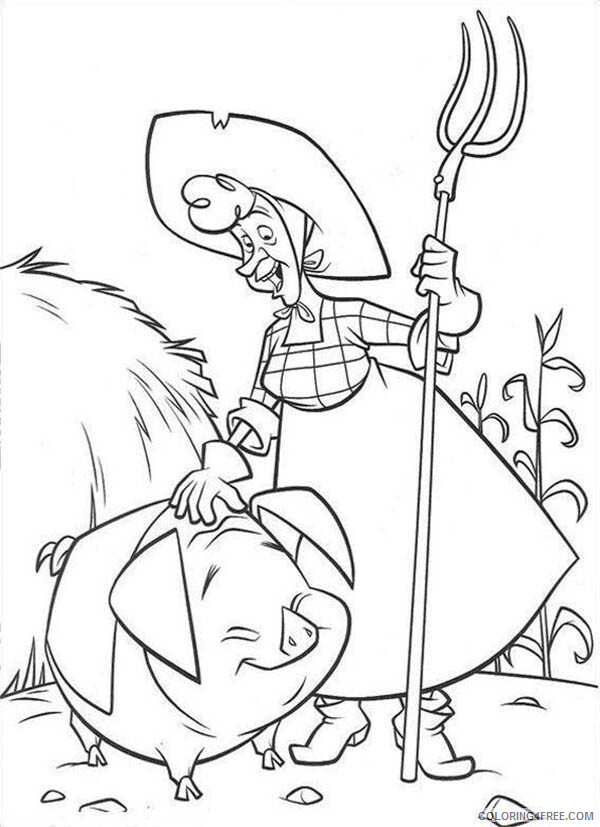 Home on the Range Coloring Pages TV Film Old Lady and Cute Little Pig 2020 03681 Coloring4free